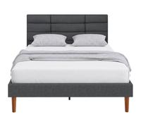 HOMCOM Cama Tapizada 140x200 cm con Cabecero y Almacenaje Inferior Gris