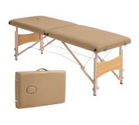 HOMCOM Camilla de Masaje Plegable con Marco de Madera con Altura Regulable y Bolsa de Transporte 186x60x61-87 cm Marrón Aosom España