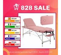 HOMCOM Camilla Masaje Plegable Portátil de Aluminio 3 Zonas 215x81 cm Rosa