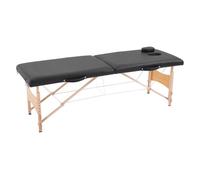HOMCOM Camilla de Masaje Plegable Madera con Altura Regulable Bolsa de Transporte Incluida 186x60x58-81 cm Negro Aosom España
