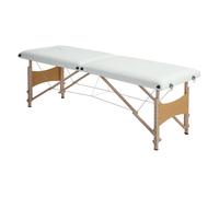 HOMCOM Camilla de Masaje Plegable Mesa de Masaje Portátil con Reposacabezas Marco de Madera Camilla Fisioterapia con Altura Regulable y Bolsa de Transporte 186x60x61-87 cm Crema