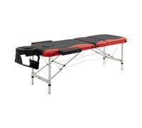 HOMCOM Camilla Masaje Plegable, Camilla Estética Profesional de Aluminio con Altura Ajustable, 3 Zonas, Reposacabezas, Reposabrazos, para Tatuaje, Fisioterapia, Negro y Rojo