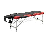HOMCOM Camilla de Masaje Plegable y Portátil 215x81x61-84 cm Mesa Ajustable en Altura con Reposacabezas y Apoyabrazos para Tatuaje Fisioterapia Negro y Rojo