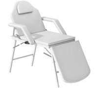 HOMCOM Camilla de Masaje Portátil Plegable con Cubierta de Cuero Sintético, Acolchado de Espuma, Marco de Acero, Blanco