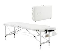 HOMCOM Camilla Masaje Plegable, Camilla Estética Profesional de Aluminio con Altura Ajustable, 3 Zonas, Reposacabezas, Reposabrazos, para Tatuaje, Fisioterapia, Blanco