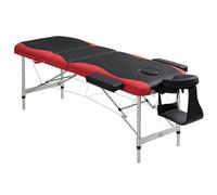 Homcom camilla masaje plegable, camilla estética profesional de aluminio con altura ajustable, 3 zonas, reposacabezas, reposabrazos, para tatuaje, fisioterapia, negro y rojo