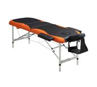 HOMCOM Camilla de Masaje Plegable y Portátil 210x81x62-85 cm Mesa Ajustable en Altura con Reposacabezas y Apoyabrazos para Tatuaje Fisioterapia Negro y Naranja