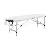 HOMCOM Camilla Masaje Plegable de Aluminio con Altura Ajustable 3 Zonas Reposacabezas Reposabrazos Blanco