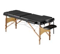 HOMCOM Camilla Masaje Plegable de Madera de 3 Zonas con Altura Ajustable Reposacabezas Reposabrazos 215x60x64-89 cm Negro