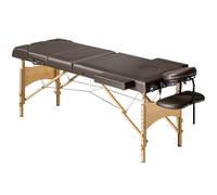 HOMCOM Camilla Masaje Plegable de Madera de 3 Zonas con Altura Ajustable Reposacabezas Reposabrazos 215x60x64-89 cm Marrón