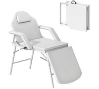 HOMCOM Camilla Masaje Plegable Portátil Camilla Estética Profesional de 3 Zonas con Respaldo Soporte para Piernas Ajustables Reposacabezas Extraíble Reposabrazos Acolchados para SPA 182x82 cm Blanco