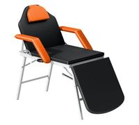Homcom camilla masaje plegable portátil camilla estética profesional de 3 zonas con respaldo soporte para piernas ajustables reposacabezas extraíble reposabrazos acolchados para spa 182x82 cm naranja