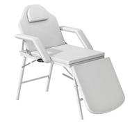 HOMCOM Camilla Masaje Plegable Portátil Camilla Estética Profesional de 3 Zonas con Respaldo Soporte para Piernas Ajustables Reposacabezas Extraíble Reposabrazos Acolchados para SPA 182x82 cm Blanco