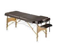 HOMCOM Camilla Masaje Plegable Portátil Camilla Estética Profesional de Madera de 3 Zonas con Altura, Respaldo, Soporte para Piernas, Reposacabezas Ajustables Brazos Acolchados 215x60x64-89 cm Marrón