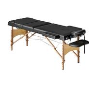 HOMCOM Camilla Masaje Plegable Portátil Camilla Estética Profesional de Madera de 3 Zonas con Altura Ajustable Reposacabezas Reposabrazos Acolchados para SPA Pestañas Tatuajes 215x60x62-89 cm Negro