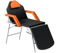 HOMCOM Camilla Masaje Plegable Portátil de 3 Zonas con Altura Ajustable Reposacabezas Reposabrazos 182x82x68 cm Naranja