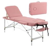HOMCOM Camilla Masaje Plegable Portátil de Aluminio 3 Zonas 215x81 cm Rosa