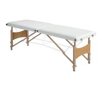 HOMCOM Camilla Masaje Plegable Portátil Madera 186x60x61-87 cm Crema