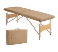 HOMCOM Camilla Masaje Plegable Portátil Madera 186x60x61-87 cm Marrón Claro