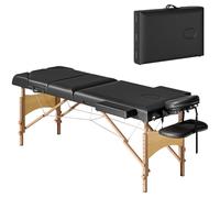 HOMCOM Camilla Masaje Plegable Portátil Madera 215x60x62-89 cm Negro