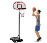 HOMCOM Canasta de Baloncesto Ajustable 155-210 cm con Pie Multicolor | Canasta Portátil, Ruedas de Transporte, Base Rellenable 30 kg Agua o 35 kg Arena, para Niños Adultos, Exterior Interior