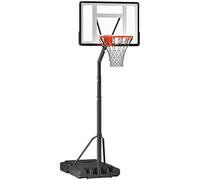 HOMCOM Canasta de Baloncesto con Soporte Móvil con Ruedas Aro de Basket con Base Rellenable para Niños y Adultos 86x153x302-352cm Negro Aosom España