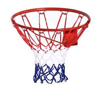 Homcom canasta de baloncesto de pared ø46 cm aro de baloncesto con red de baloncesto marco metálico y 12 ganchos para interior y exterior rojo
