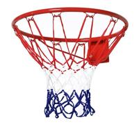 HOMCOM Canasta de Baloncesto de Pared Ø46 cm con Aro de Baloncesto Rojo | Red, Marco Metálico, 12 Ganchos, para Interior y Exterior
