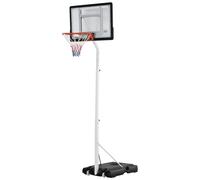 HOMCOM Canasta de baloncesto para adultos con tablero de PVC ajustable 210-260cm ruedas integradas Blanco Aosom España