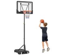 HOMCOM Canasta de Baloncesto para Exterior Ajustable 206-260 cm Negro | Aro de Baloncesto, con Ruedas, Base Rellenable, para Adolescentes y Adultos