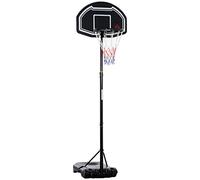 HOMCOM Canasta de Baloncesto para Exterior, Altura Ajustable 160-210 cm, Canasta de Baloncesto Portátil con Tablero de PE, Ruedas y Base Rellenable con Ranura, para Adolescentes y Adultos
