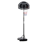 HOMCOM Canasta de Baloncesto para Exterior, Altura Ajustable 160-210 cm, Canasta de Baloncesto Portátil con Tablero de PE, Ruedas y Base Rellenable con Ranura, para Adolescentes y Adultos, Negro