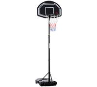 HOMCOM Canasta de Baloncesto para Exterior Altura Ajustable 160-210 cm con Ruedas y Base Rellenable 76x48x254 cm Negro