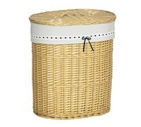 HOMCOM Canasta Ropa Sucia, Cesto para la colada de mimbre trenzado con tapa, 100 l, 51 x 38 x 57 cm