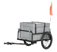 HOMCOM Carretilla de bicicleta con caja de almacenamiento desmontable y plegable de 65L, carga máxima de 40KG