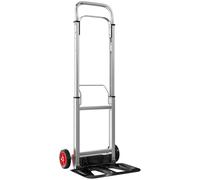 HOMCOM Carretilla de Mano Plegable de Aluminio Carga 90 kg con Ruedas Mango Telescópico Ajustable 40x41x108 cm Plata y Negro