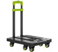 HOMCOM Carretilla plegable Carro de transporte metálico con ruedas y asa ajustable 49 x 35 x 102 cm Verde Aosom España