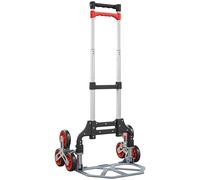 HOMCOM Carretilla sube-escaleras plegable, sistema de 6 ruedas, soporta 70 kg, aluminio, rojo Aosom España
