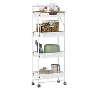 HOMCOM Carrito Auxiliar con Ruedas 4 Niveles 3 Cestas Blanco