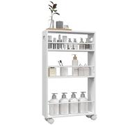 HOMCOM Carrito Auxiliar con Ruedas Carrito de Cocina de 3 Niveles con Barandillas Laterales y Asas para Comedor Sala Baño 45x15x80 cm Blanco