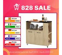 HOMCOM Carrito Auxiliar con Ruedas con 2 Puertas Estante Ajustable BLANCO