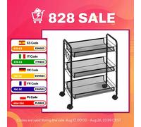 HOMCOM Carrito Auxiliar con Ruedas con 3 Cestas 45x26,5x63 cm Negro Negro
