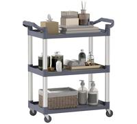 HOMCOM Carrito Auxiliar con Ruedas de 3 Niveles 88x44x93 cm Gris