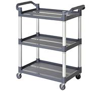 HOMCOM Carrito Auxiliar con Ruedas de 3 Niveles, Marco de Aleación de Aluminio, Carrito de Cocina, Carga de 35 kg por Estante, para Comedor, Sala, Baño, 88x44x93 cm, Gris