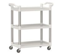 HOMCOM Carrito Auxiliar con Ruedas de 3 Niveles, Marco de Aleación de Aluminio, Carrito de Cocina, Carga de 35 kg por Estante, para Comedor, Sala, Baño, 88x44x93 cm, Blanco