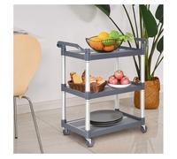 HOMCOM Carrito Auxiliar con Ruedas de 3 Niveles, Marco de Aleación de Aluminio, Carrito de Cocina, Carga de 35 kg por Estante, para Comedor, Sala, Baño, 88x44x93 cm, Gris