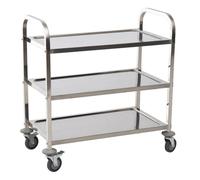 HOMCOM Carro de Cocina Multiusos Carrito Auxiliar con Ruedas Estantería Isla de Cocina 3 Niveles Carga 50kg Acero Inoxidable Aosom España