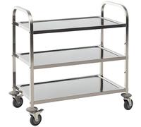 HOMCOM Carro de Cocina Multiusos Carrito Auxiliar con Ruedas Estantería Isla de Cocina 3 Niveles Carga 50kg Acero Inoxidable Aosom España