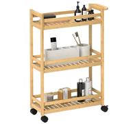 HOMCOM Carrito Auxiliar con Ruedas de Bambú 55x20x75 cm Natural