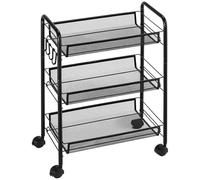 HOMCOM Carrito Auxiliar con Ruedas Verdulero Cocina 45x26,5x63 cm Negro